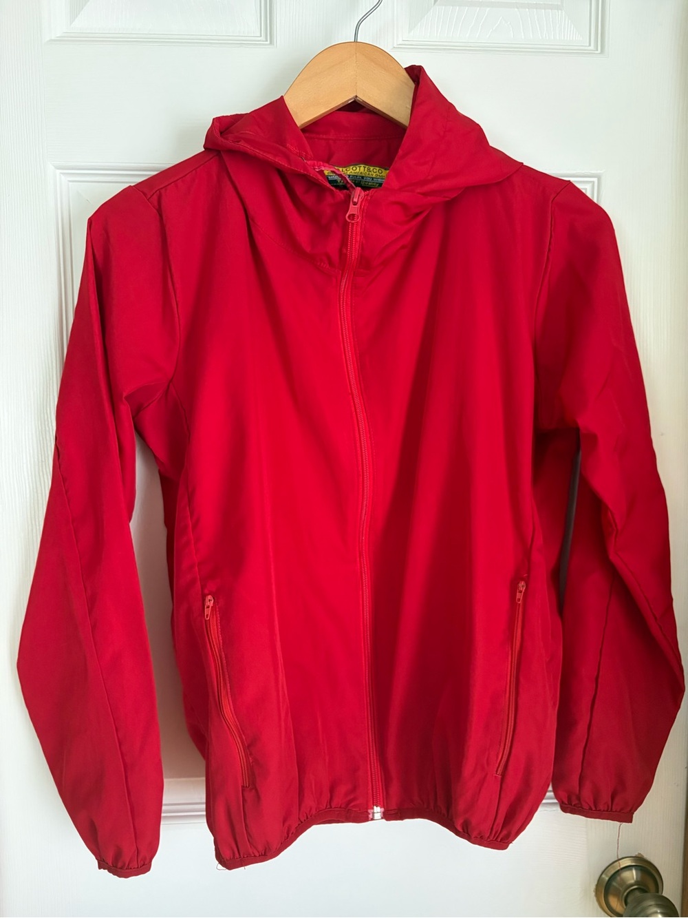 Alcott & Co Red Hooded Windbreaker Jacket Size M Vintage Style Full Zip